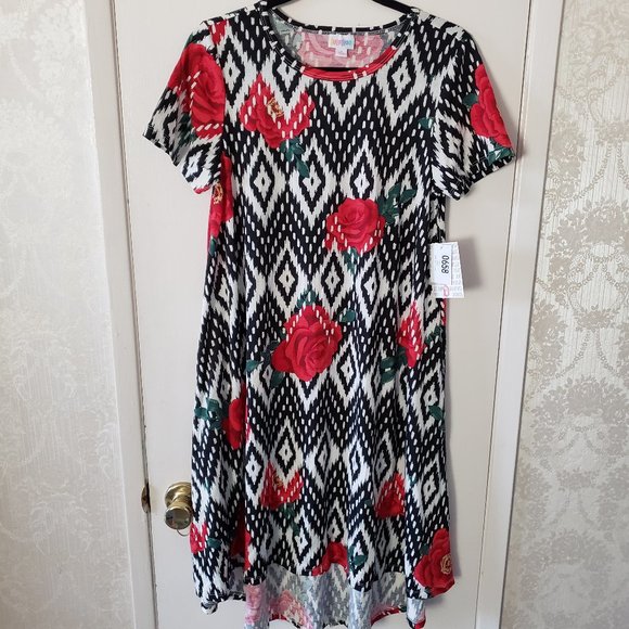 Lularoe Red Rose Carly - Picture 1 of 4